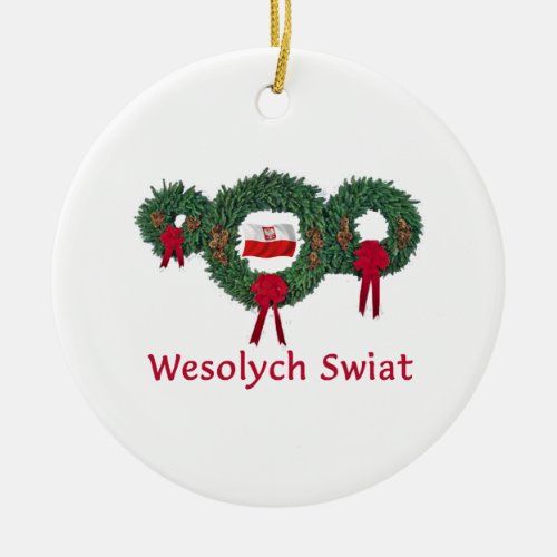 Poland Christmas 2 Ceramic Ornament