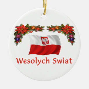 Poland Christmas Ceramic Ornament