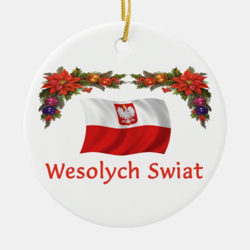 Poland Christmas Ceramic Ornament