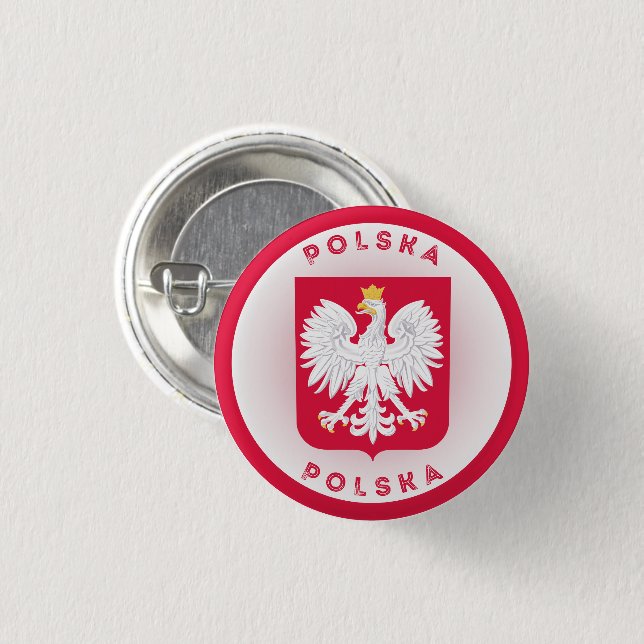 Poland Coat of Arms Circle Shape  Button (Front & Back)