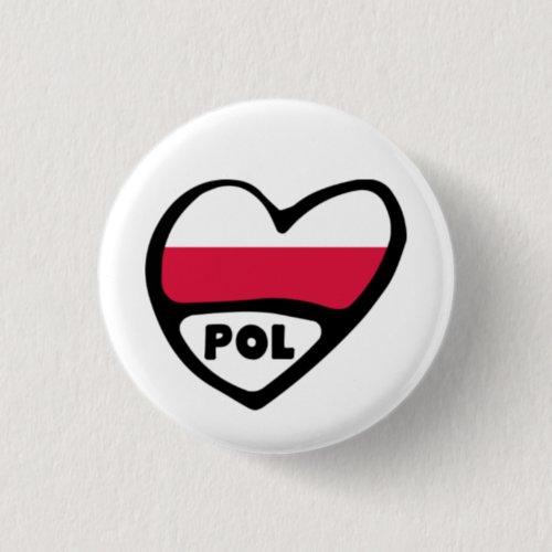 Poland Country Code Flag Heart Pin Badge POL