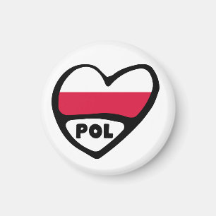 Poland Country Code Flag Heart, POL Magnet