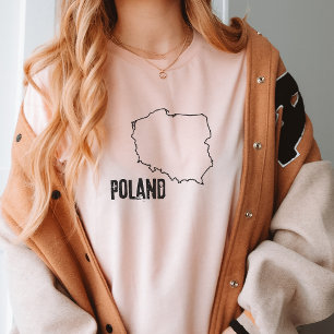 Poland Country Map Outline Polish Land Border Line T-Shirt