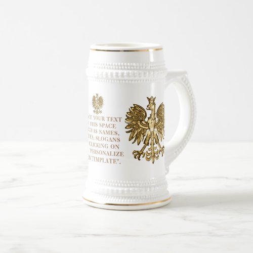 Poland Crest Coat of Arms Personalized  Beer Stein