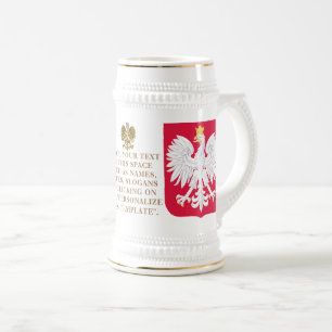 Poland Crest (Coat of Arms) Personalized Beer Stein