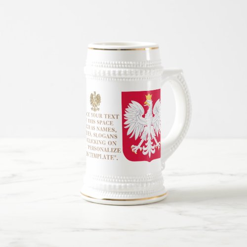 Poland Crest Coat of Arms Personalized  Beer Stein