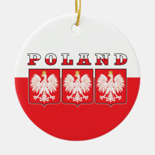 Poland Eagle Flag Shields Ceramic Ornament