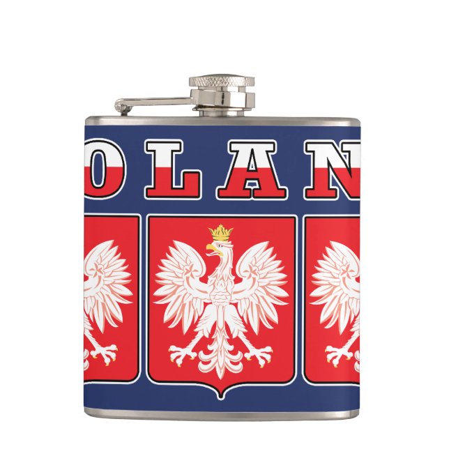 Poland Eagle Flag Shields Flask (Front)