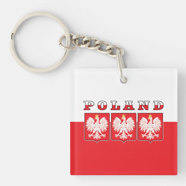 Poland Eagle Flag Shields Keychain (Front)