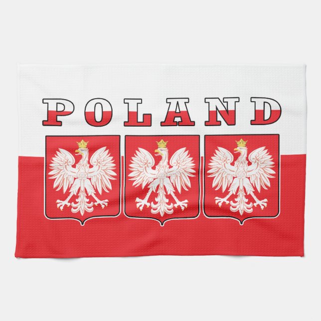 Poland Eagle Flag Shields Kitchen Towel (Horizontal)