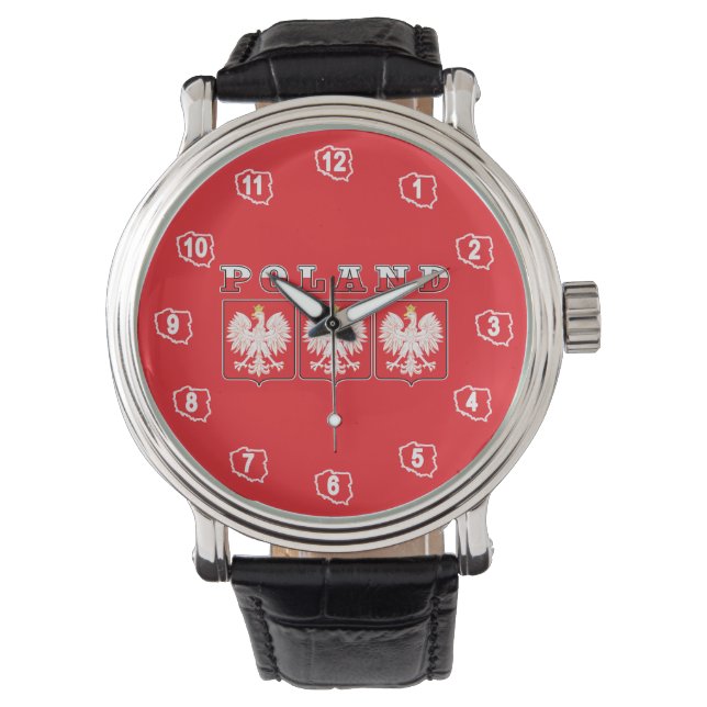 Poland Eagle Flag Shields Watch (Front)