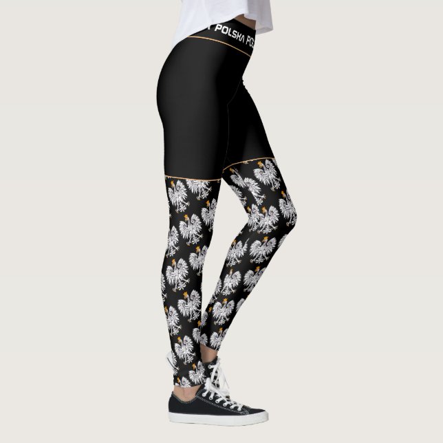 Poland & Eagle, Polish Flag fashion /sport fan Leggings (Right)