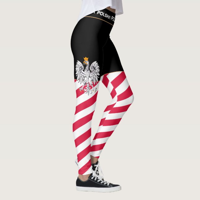 Poland & Eagle, Polish Flag fashion travel /sports Leggings (Right)