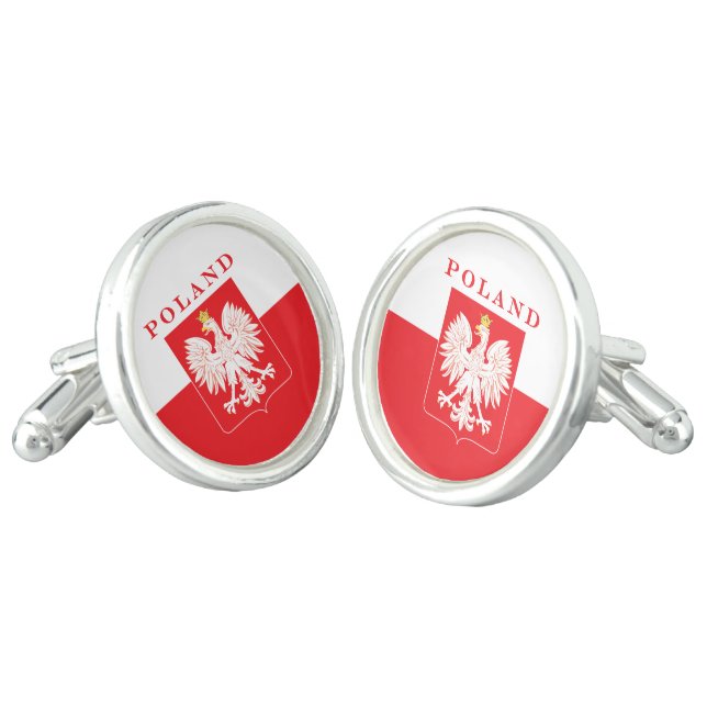 Poland Eagle Red Shield Cufflinks (Angled)