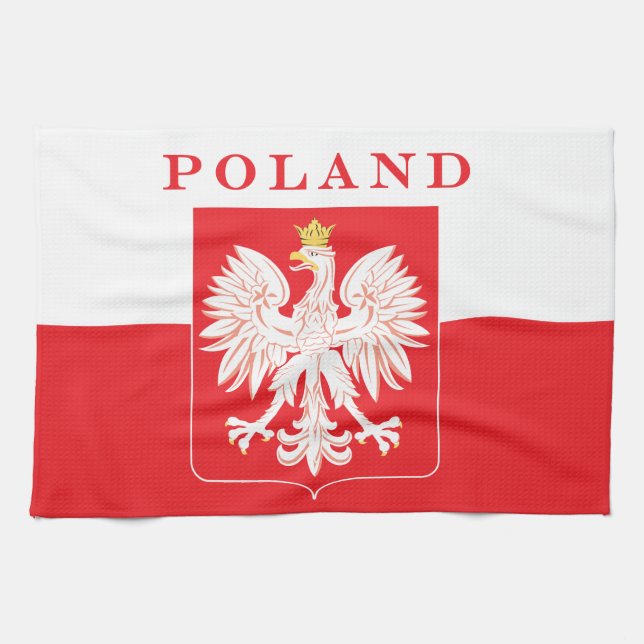 Poland Eagle Red Shield Kitchen Towel (Horizontal)