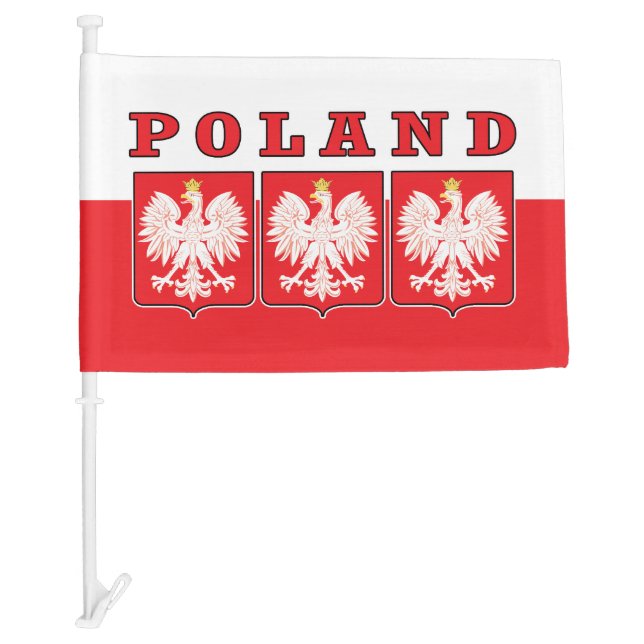 Poland Eagle Shields Car Flag (Front)