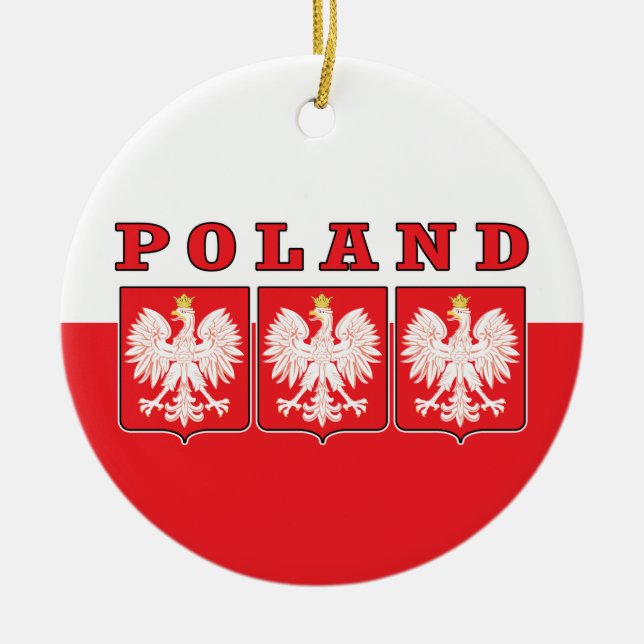 Poland Eagle Shields Ceramic Ornament (Front)