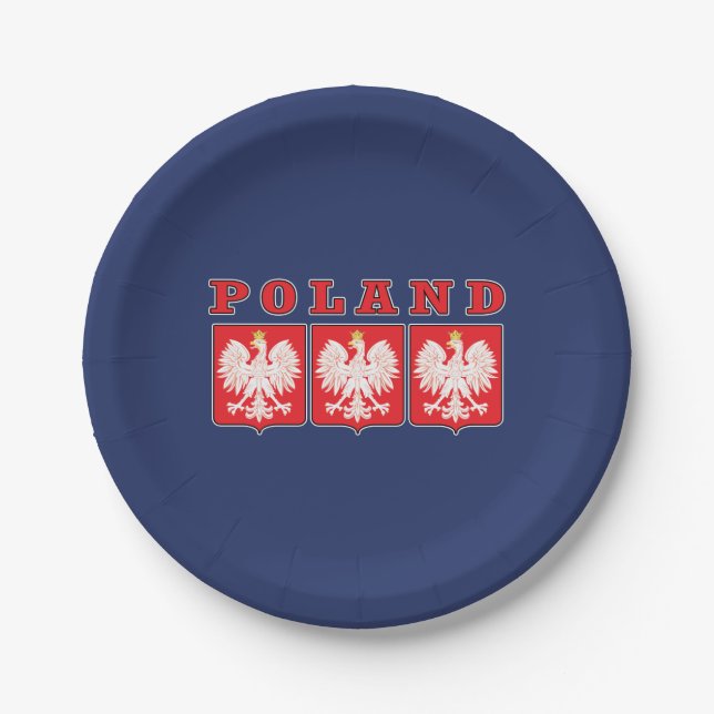 Poland Eagle Shields Paper Plates (Front)