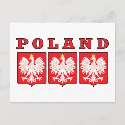 Poland Eagle Shields Postcard
