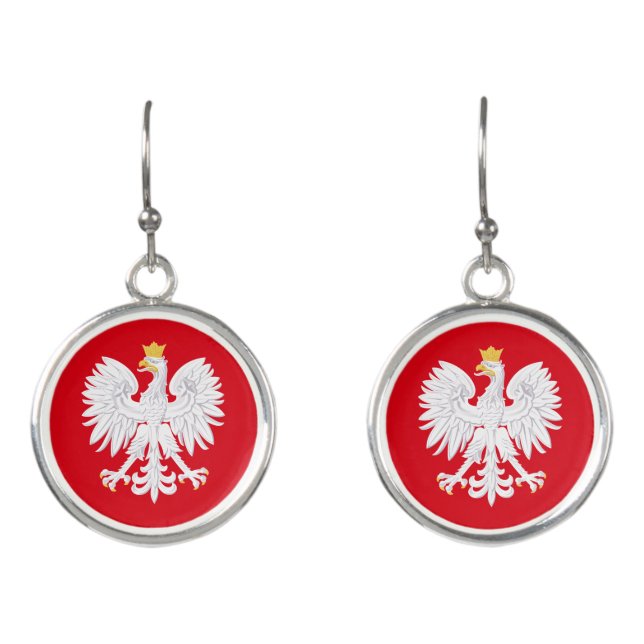 Poland Earrings, Polish Eagle, Patriotic Earrings (Front)