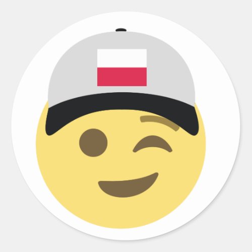Poland Emoji Baseball Hat Classic Round Sticker