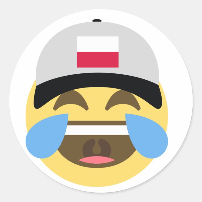 Poland Emoji Baseball Hat Classic Round Sticker (Front)