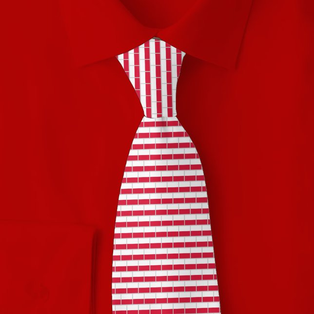 Poland Flag Brick Pattern Neck Tie (Creator Uploaded)