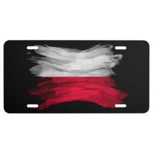 Poland flag brush stroke, national flag license plate