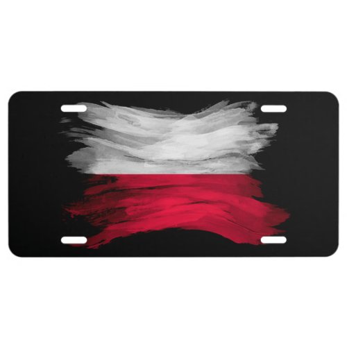 Poland flag brush stroke national flag license plate