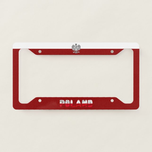 Poland flag-coat of arms license plate frame (Front)