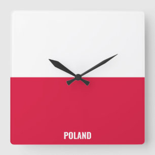 Poland Flag Dazzling Patriotic Square Wall Clock