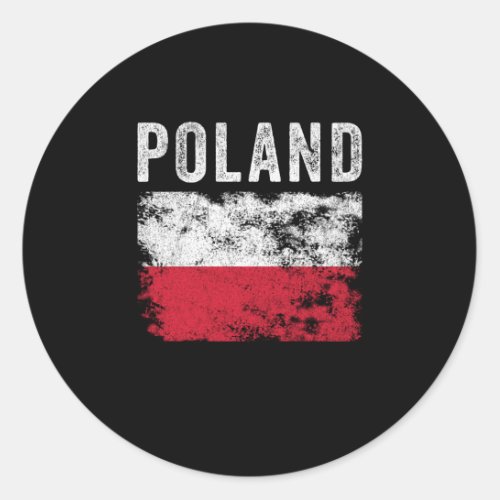 Poland Flag Distressed _ Polish Flag Classic Round Sticker