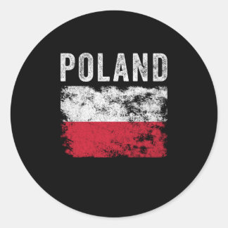 Poland Flag Distressed - Polish Flag Classic Round Sticker