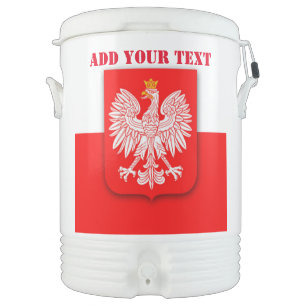 Poland Flag Emblem Football Soccer Polska Beverage Cooler