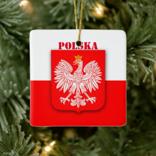 Poland Flag Emblem Heritage Patriotic Polska Ceramic Ornament