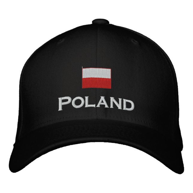 Poland Flag Embroidered Baseball Hat (Front)