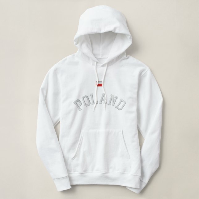 Poland Flag Embroidered Hoodie (Design Front)
