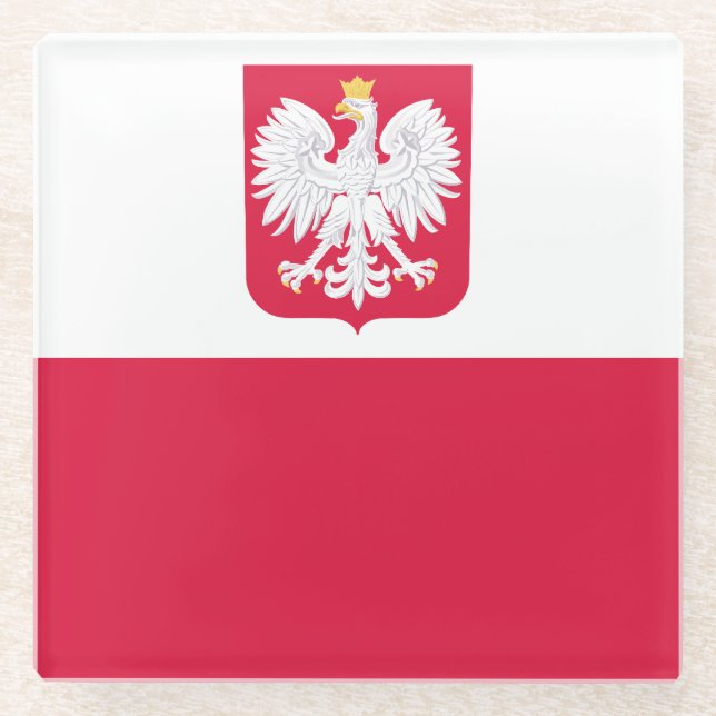 Poland Flag Glass Coaster (Front)