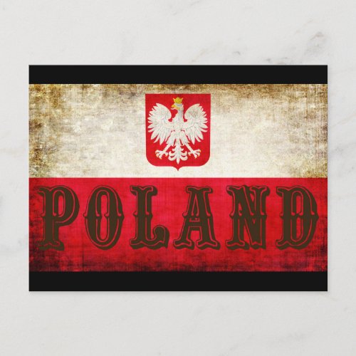 Poland Flag Grunge Postcard