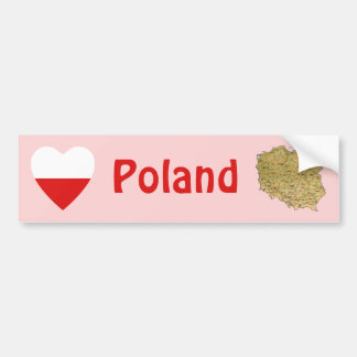 Poland Flag Heart + Map Bumper Sticker