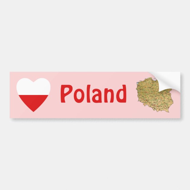 Poland Flag Heart + Map Bumper Sticker (Front)