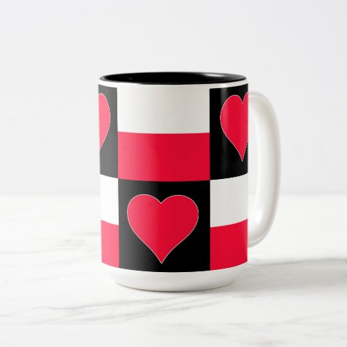 Poland Flag Heart Pattern Patriotic Polish Pride Two_Tone Coffee Mug
