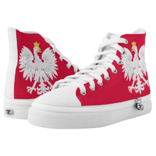 Canvas High Top Sneaker Casual Skate Shoe Boys Girls Poland Flag National Emblem 