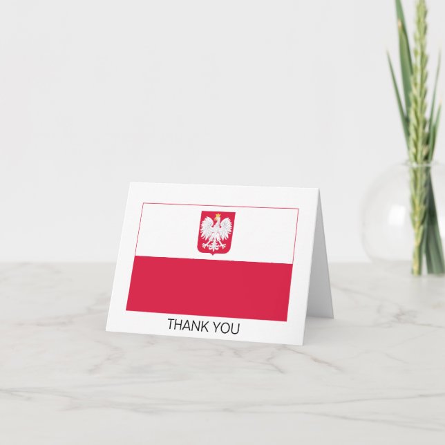 Poland Flag Letterpress Thank You Card (Front)