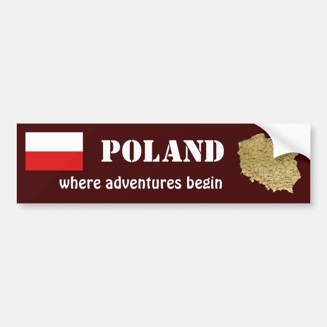 Poland Flag + Map Bumper Sticker (Front)