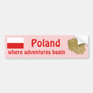 Poland Flag + Map Bumper Sticker