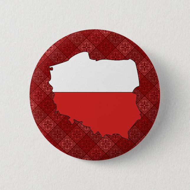 Poland Flag Map full size Button (Front)