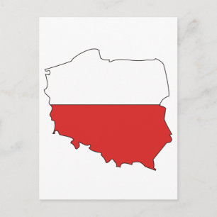 Poland flag map postcard