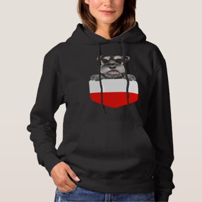 Poland Flag Miniature Schnauzer Dog In Pocket Hoodie