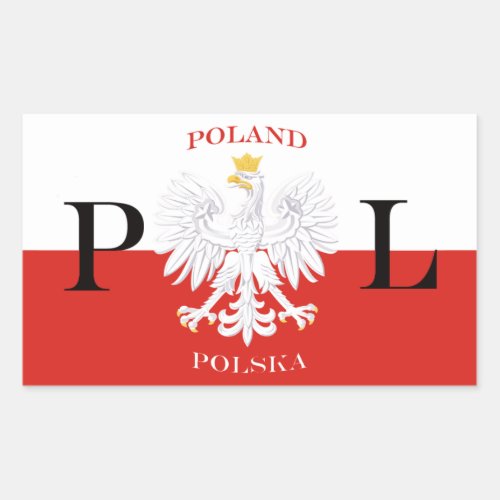 Poland Flag of Polska White Eagle Rectangular Sticker